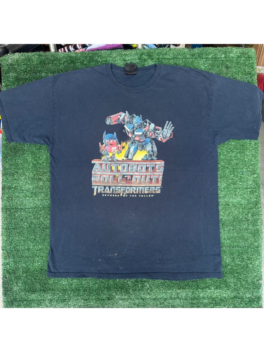 Vintage Y2K Transformers Autobots M&M's T-Shirt Navy XL Optimus Prime Movie Film